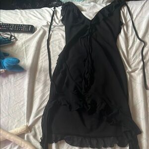 Elegant Black Ruffled Dress